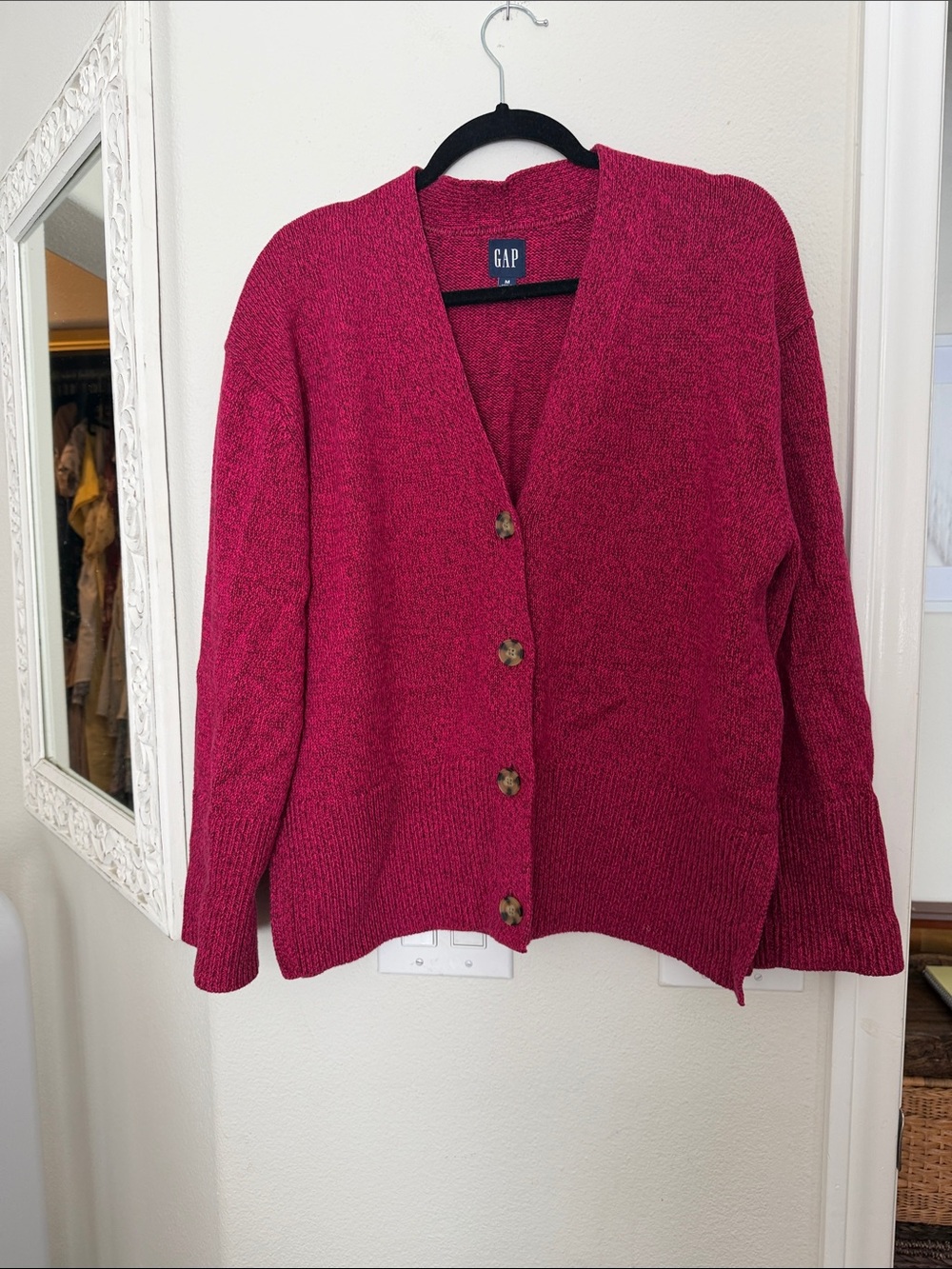 GAP Women's Raspberry Button Cardigan Sweater